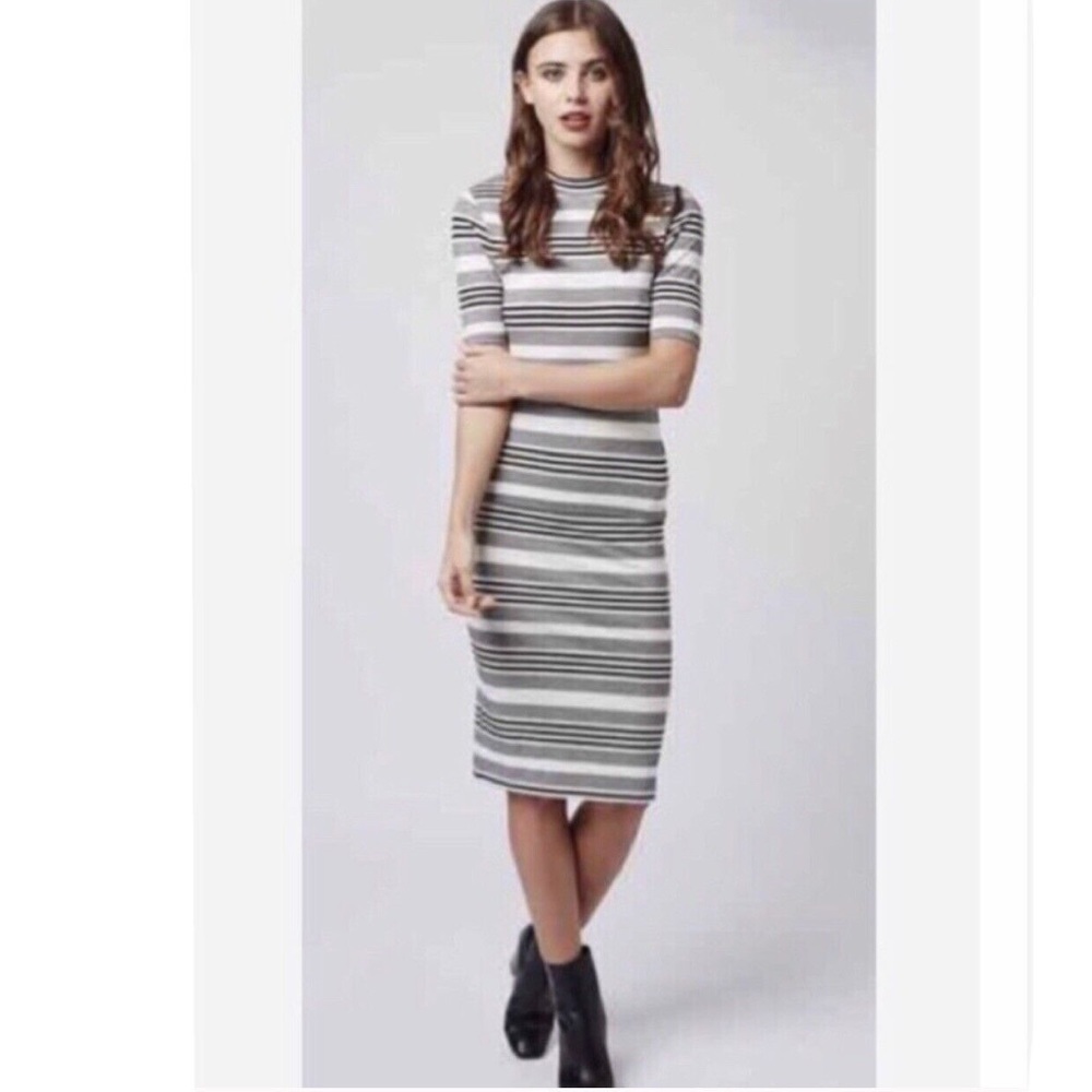 Topshop Petite striped mock turtle neck matching set